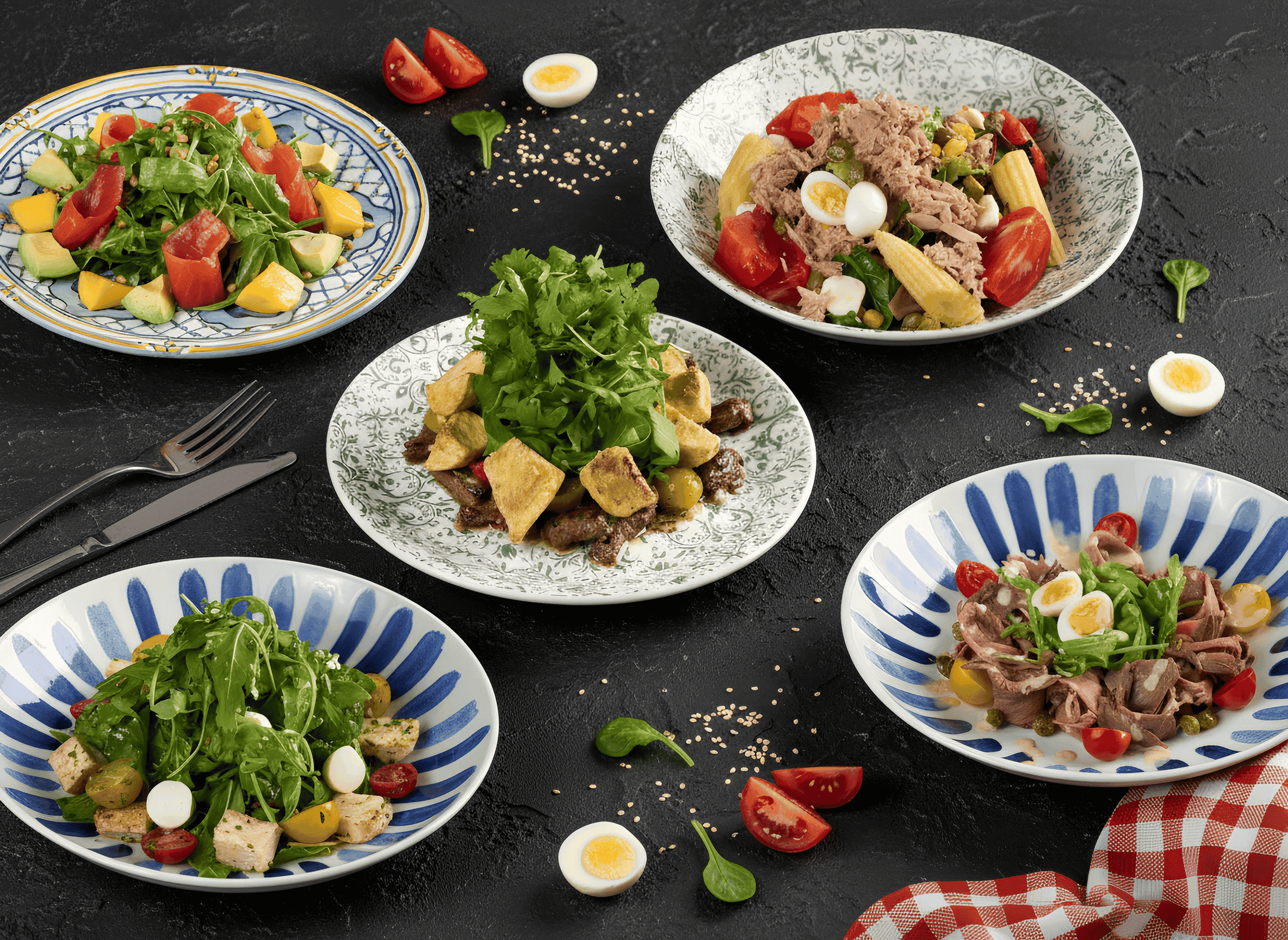 Салаты с рукколой и тунцом